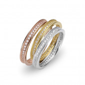 Set inele eternity de argint placate cu rodiu, aur galben si aur roz cu pietre DiAmanti R3106-AS